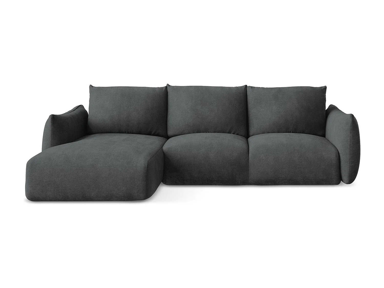 Canapé d’angle 3 places gauche convertible en tissu chenille - gris foncé - LEILA