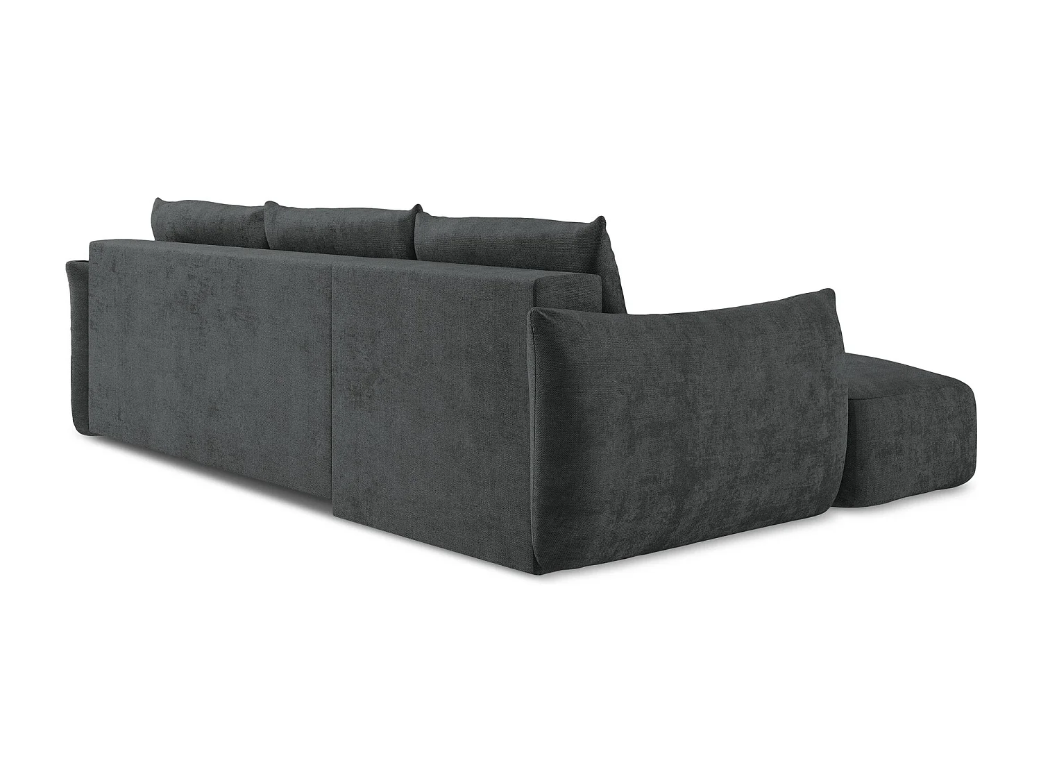 Canapé d’angle 3 places gauche convertible en tissu chenille - gris foncé - LEILA