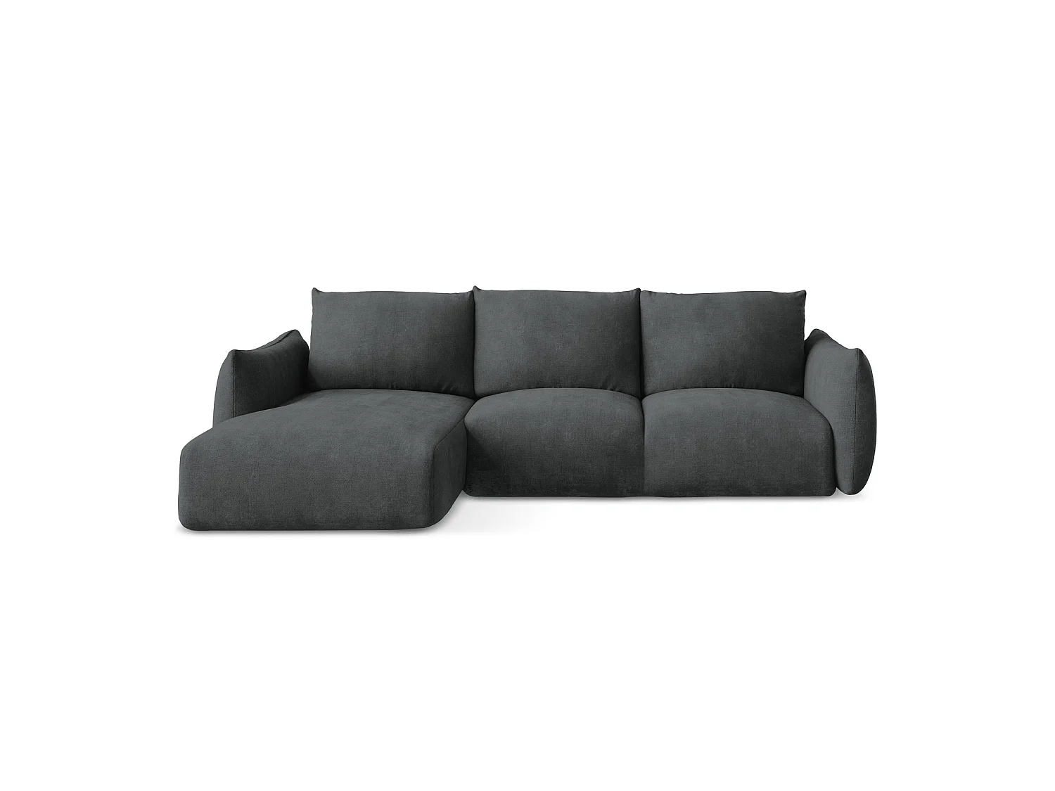 Canapé d’angle 3 places gauche convertible en tissu chenille - gris foncé - SAVONA