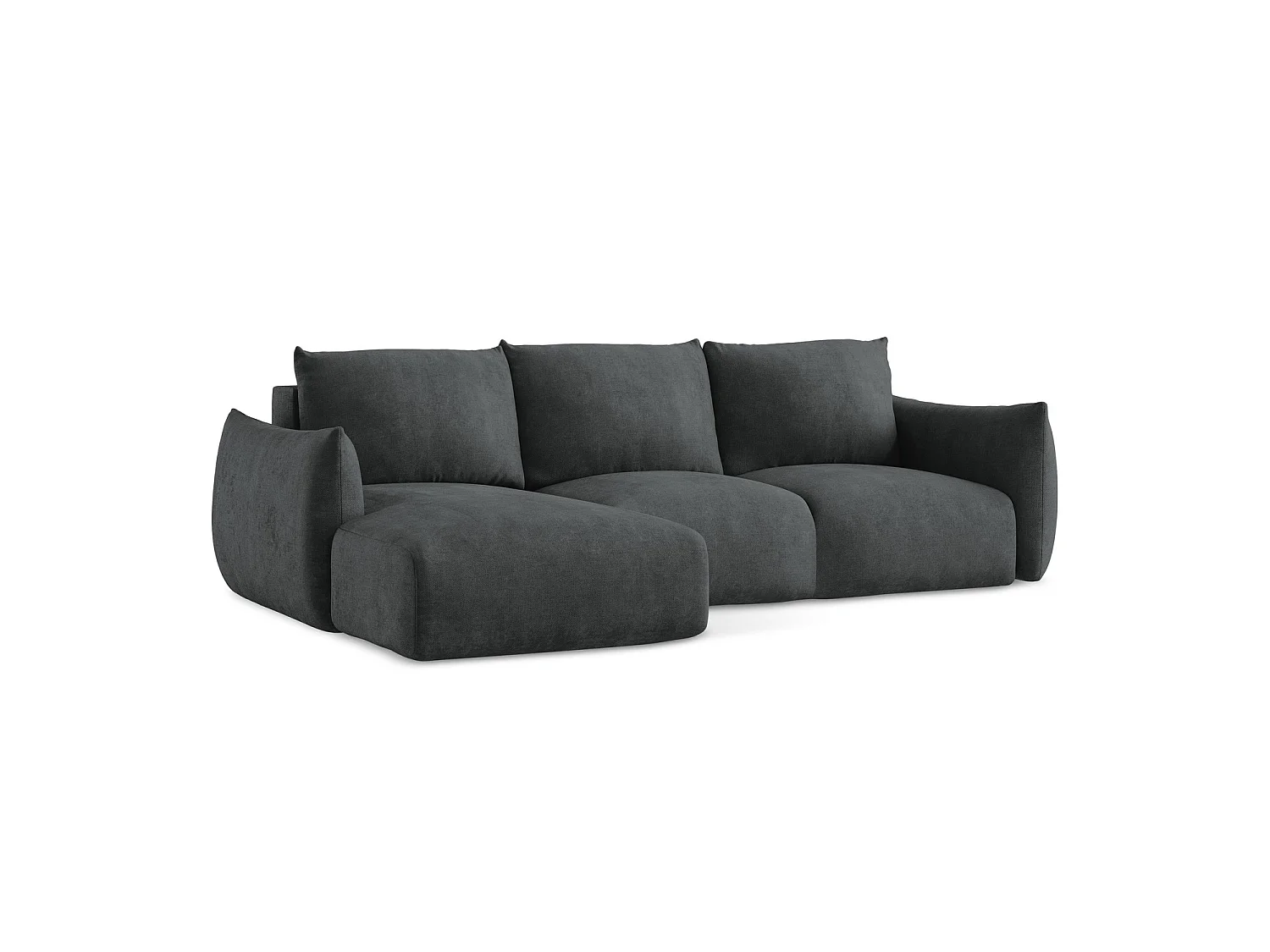 Canapé d’angle 3 places gauche convertible en tissu chenille - gris foncé - SAVONA