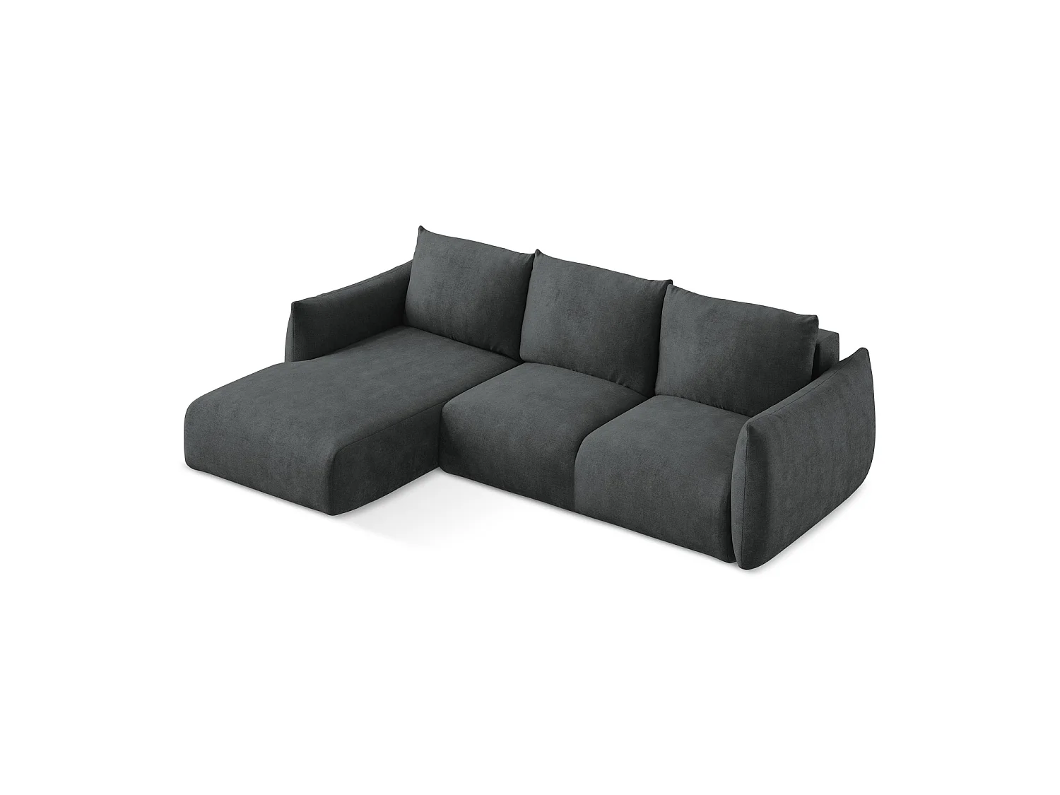 Canapé d’angle 3 places gauche convertible en tissu chenille - gris foncé - SAVONA