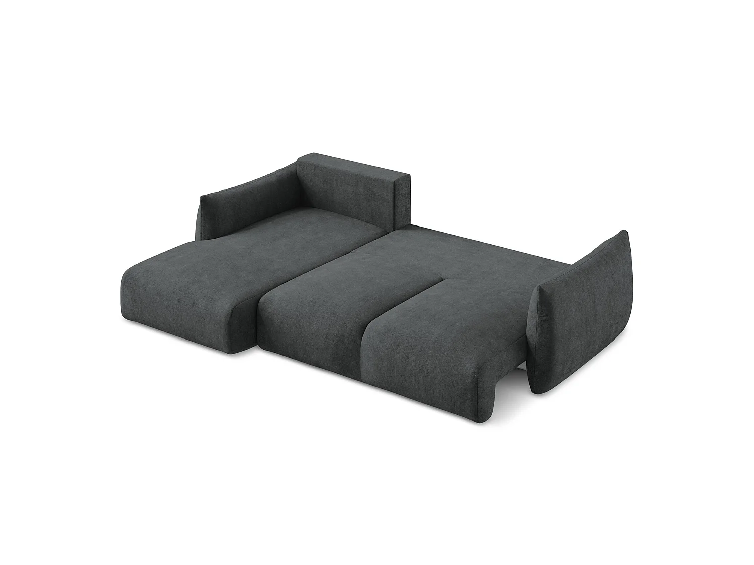 Canapé d’angle 3 places gauche convertible en tissu chenille - gris foncé - SAVONA