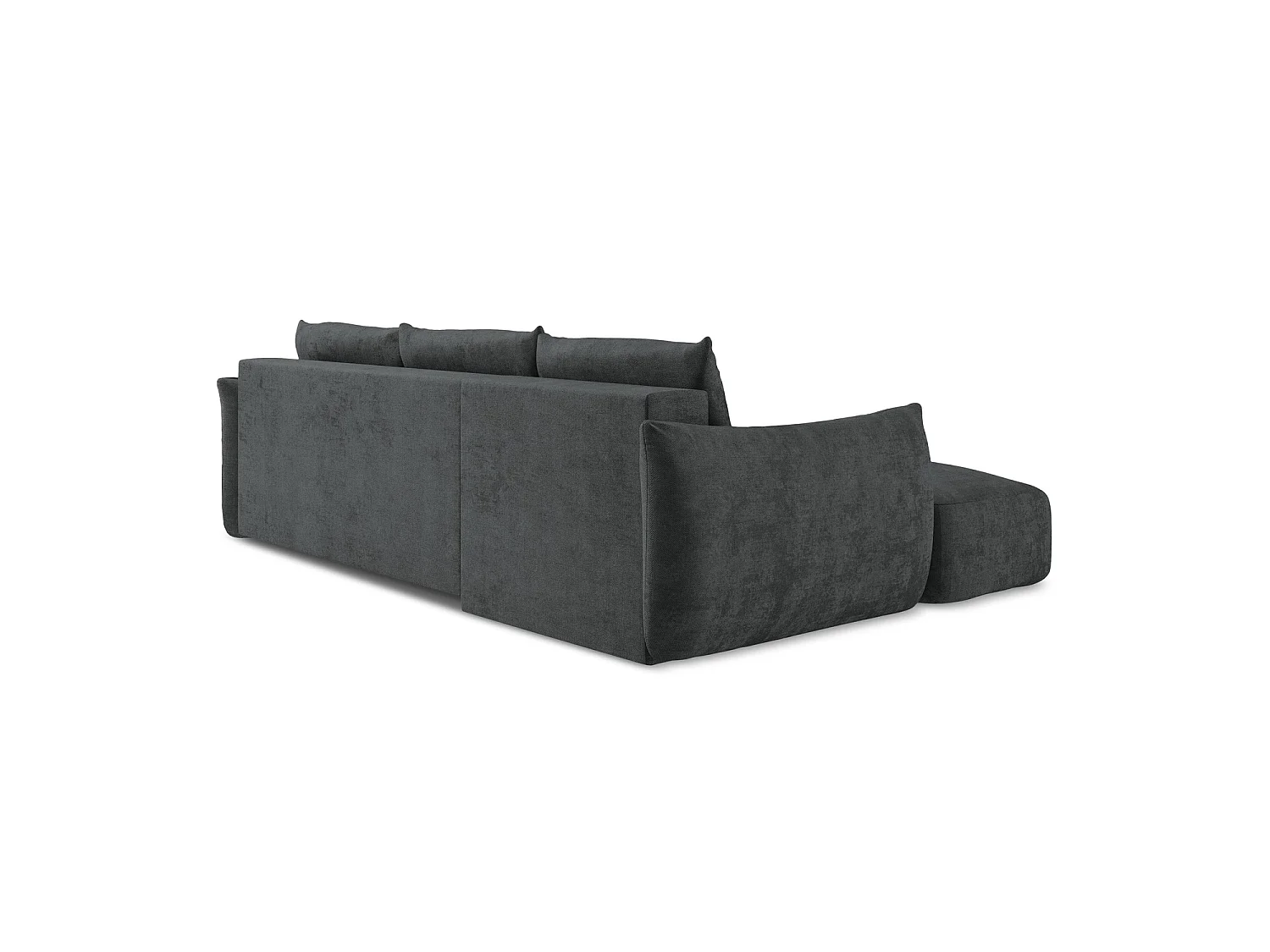 Canapé d’angle 3 places gauche convertible en tissu chenille - gris foncé - SAVONA