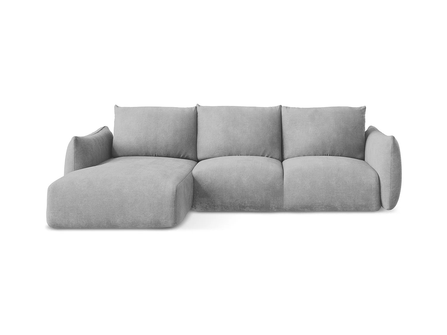 Canapé d’angle 3 places gauche convertible en tissu chenille - gris clair - LEILA