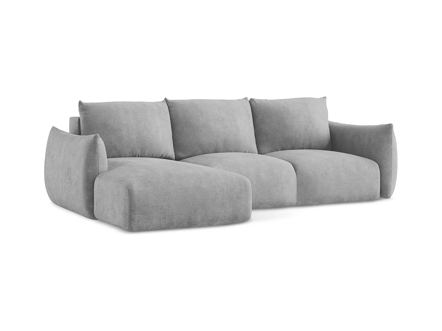 Canapé d’angle 3 places gauche convertible en tissu chenille - gris clair - LEILA