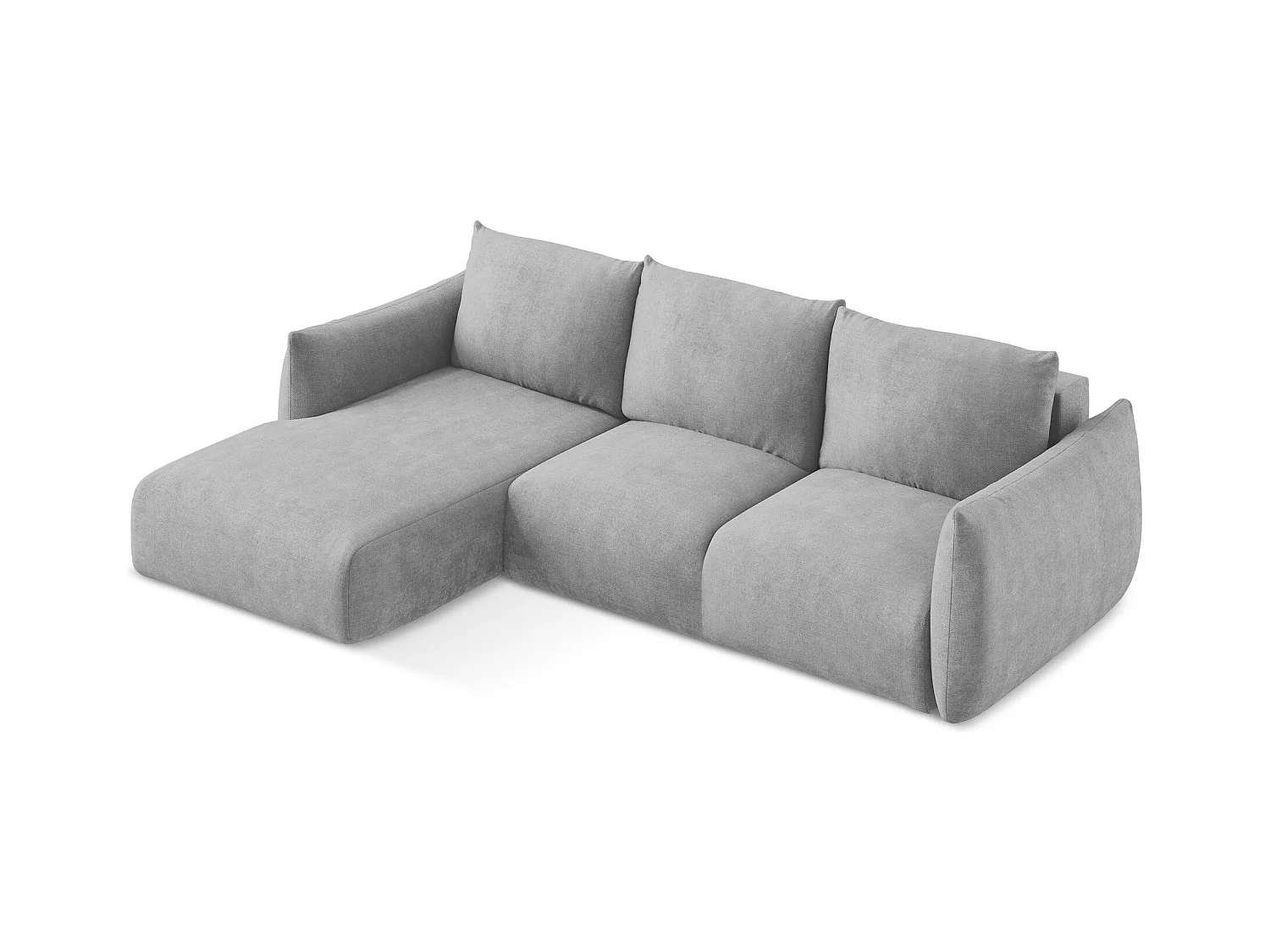 Canapé d’angle 3 places gauche convertible en tissu chenille - gris clair - LEILA