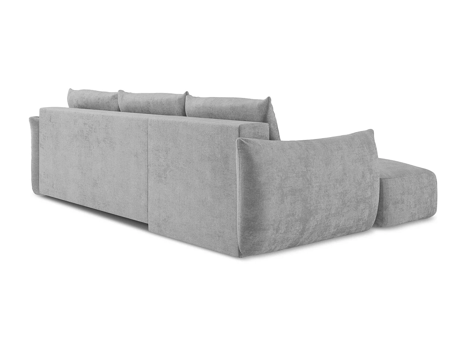 Canapé d’angle 3 places gauche convertible en tissu chenille - gris clair - LEILA