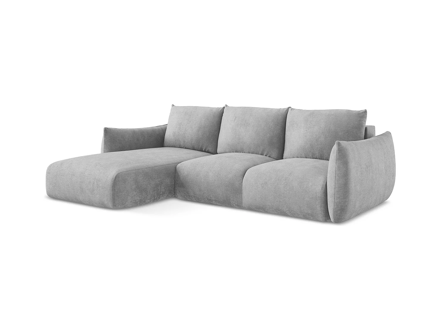 3-Sitzer Ecksofa mit Schlaffunktion - Ecke Links - Chenille - Hellgrau - LEILA