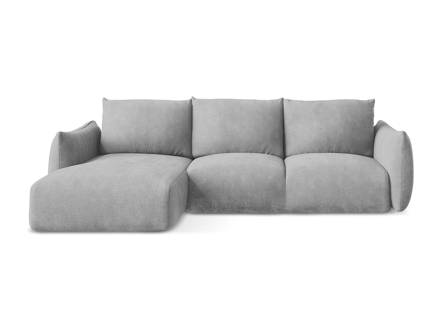 Canapé d’angle 3 places gauche convertible en tissu chenille - gris clair - LEILA