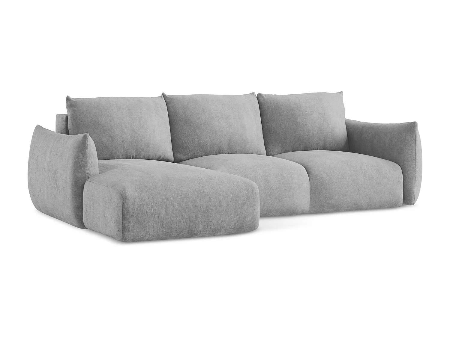 Canapé d’angle 3 places gauche convertible en tissu chenille - gris clair - LEILA