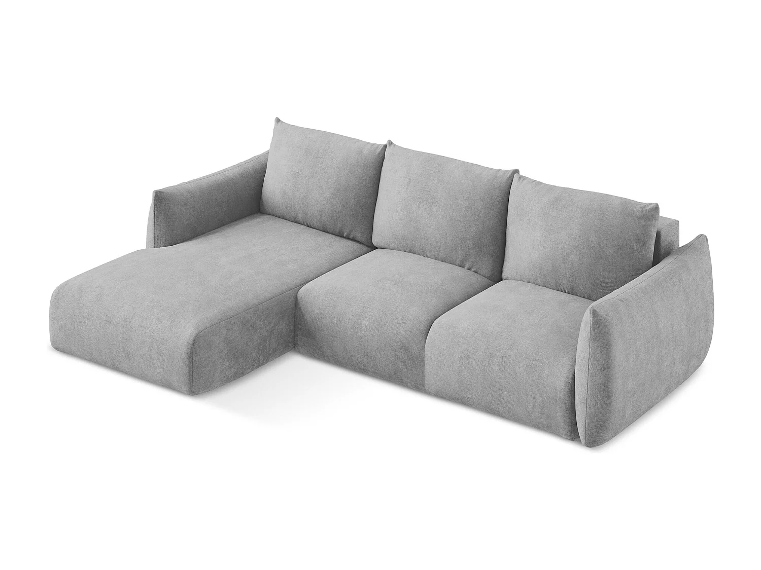 Canapé d’angle 3 places gauche convertible en tissu chenille - gris clair - LEILA