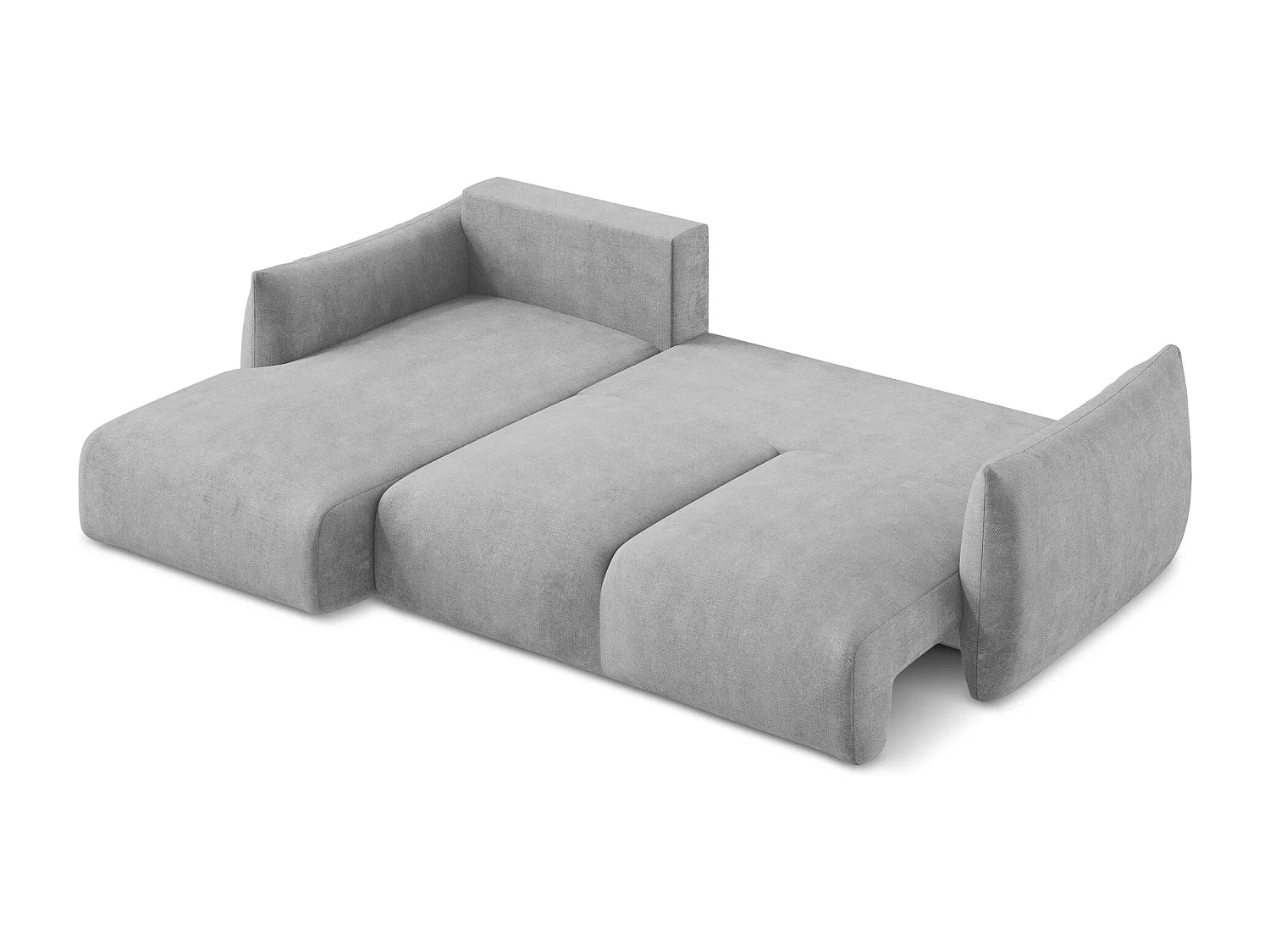 Canapé d’angle 3 places gauche convertible en tissu chenille - gris clair - LEILA