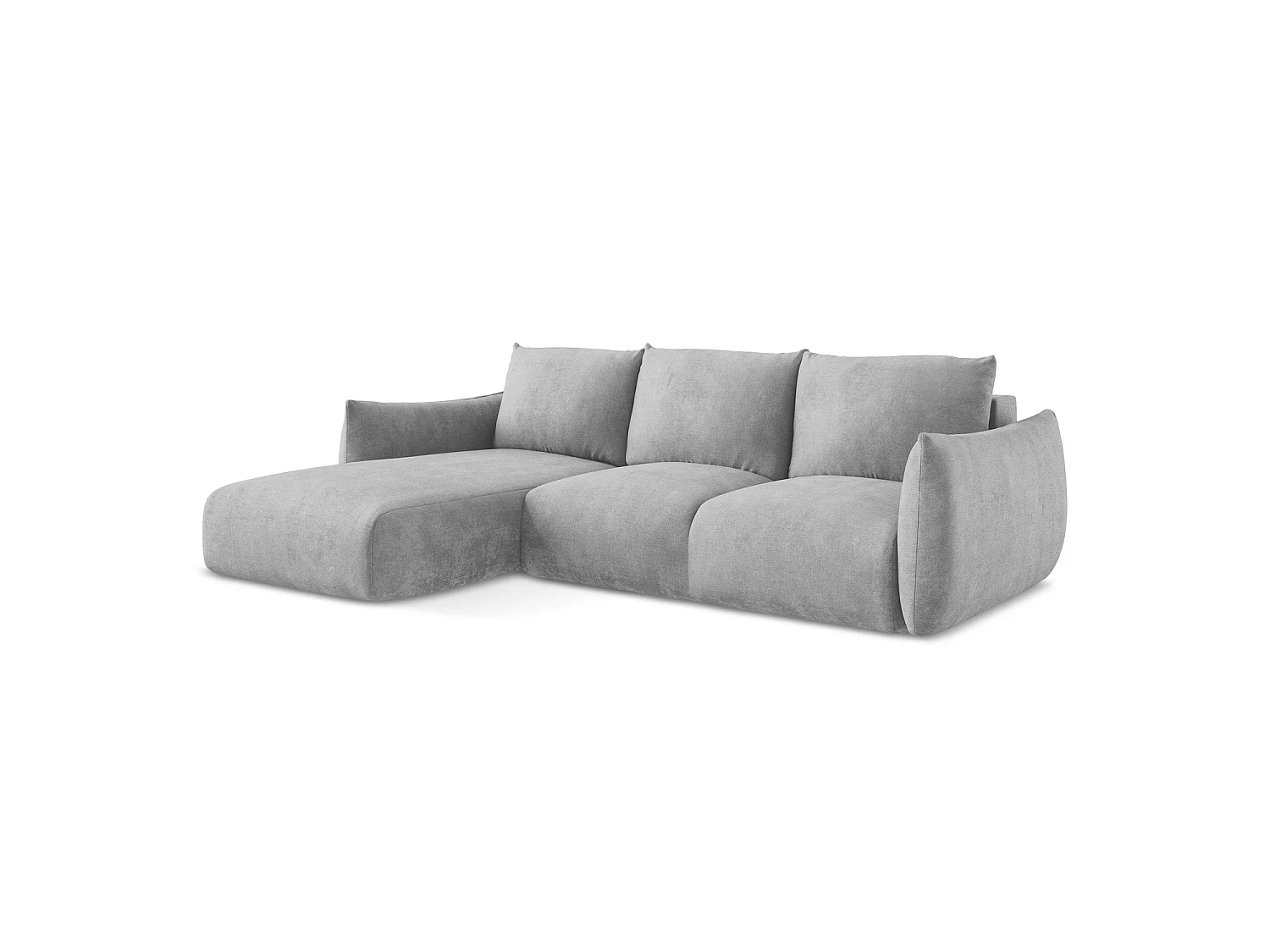 Canapé d’angle 3 places gauche convertible en tissu chenille - gris clair - SAVONA