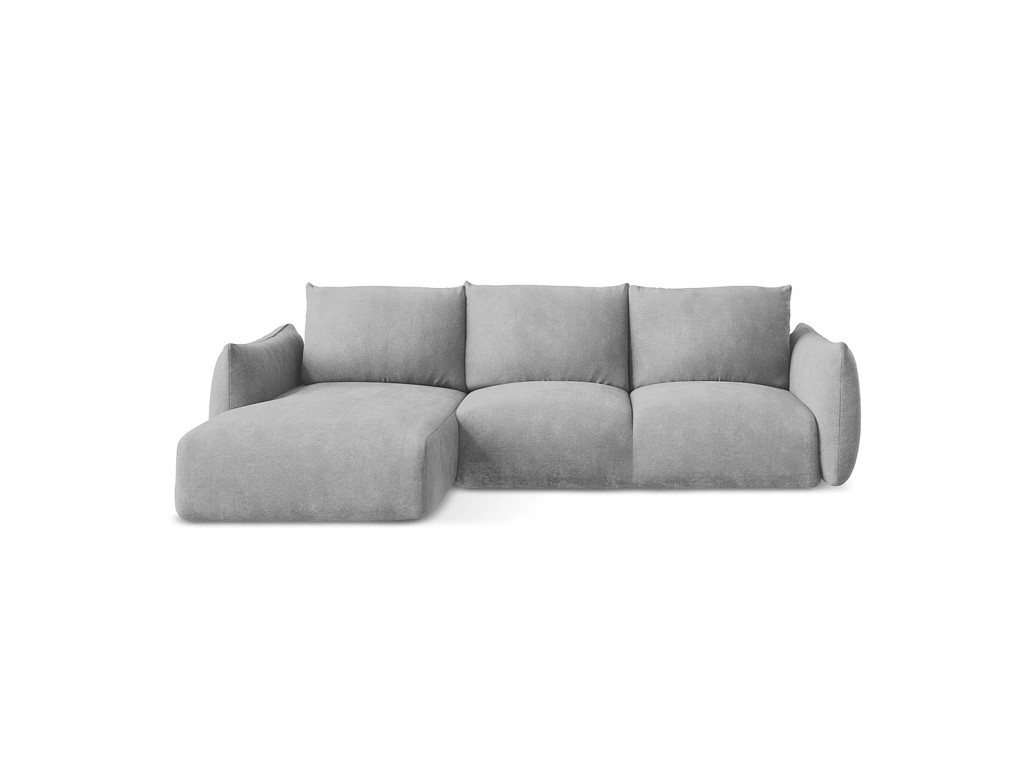 Canapé d’angle 3 places gauche convertible en tissu chenille - gris clair - SAVONA