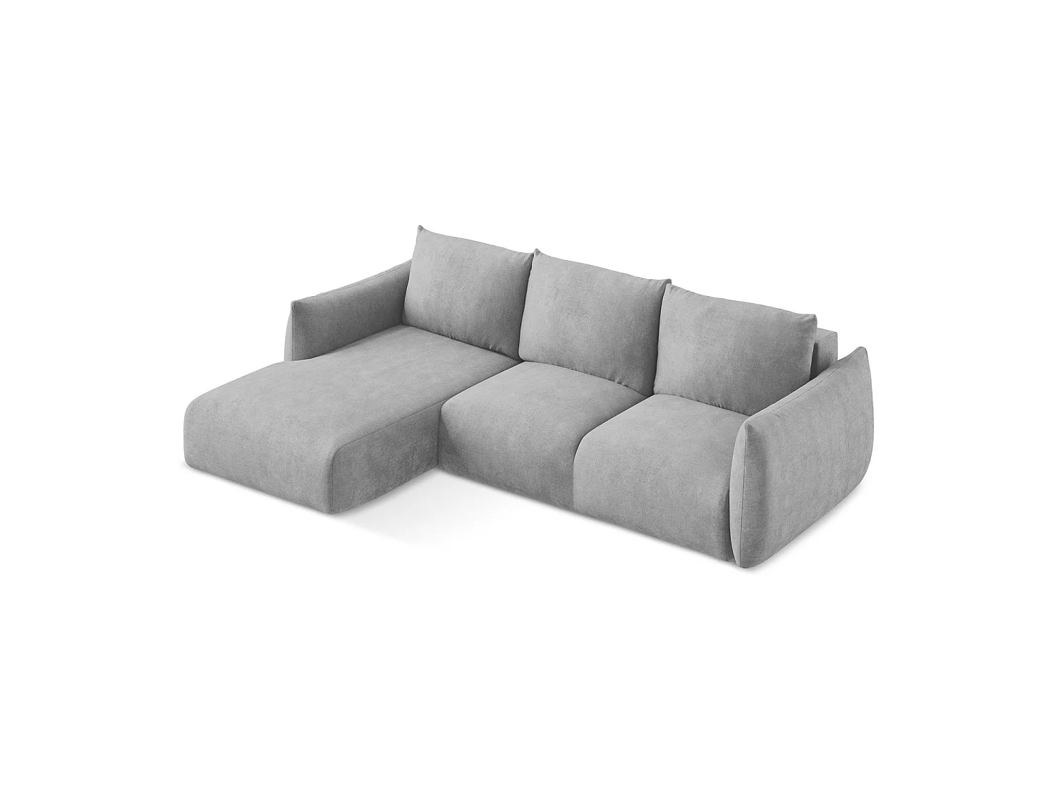 Canapé d’angle 3 places gauche convertible en tissu chenille - gris clair - SAVONA