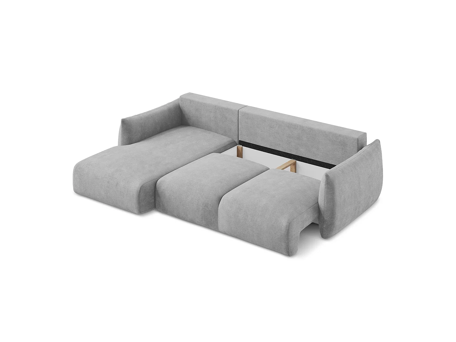 Canapé d’angle 3 places gauche convertible en tissu chenille - gris clair - SAVONA