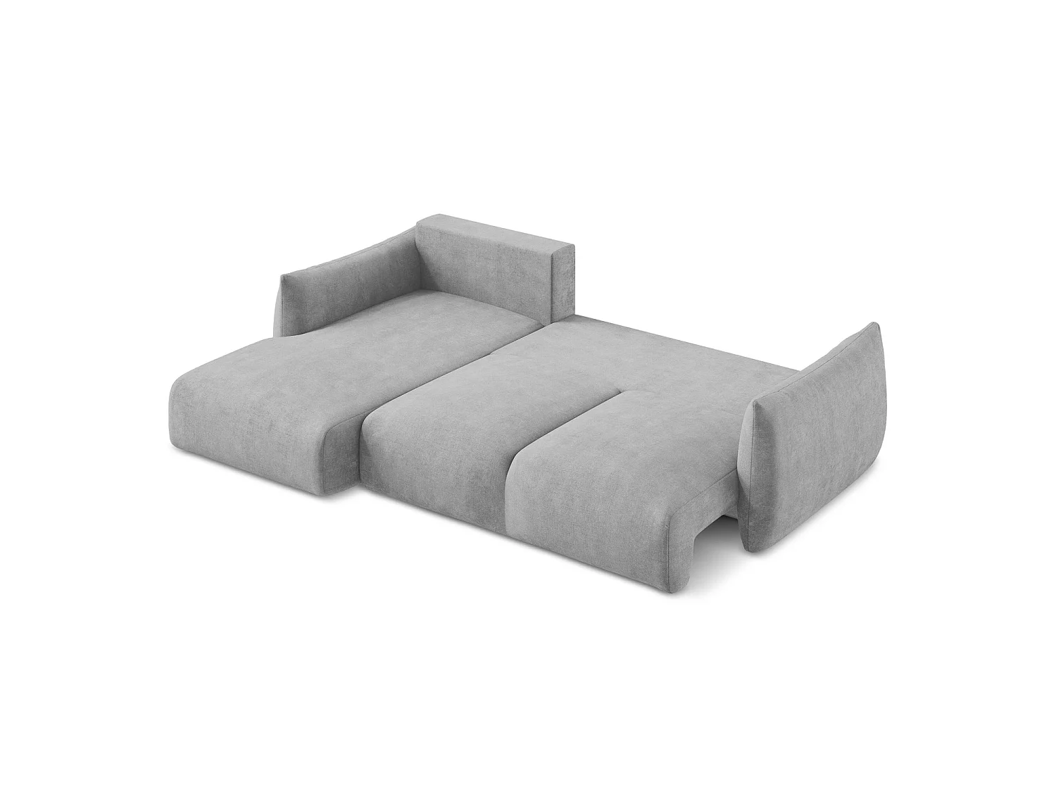 Canapé d’angle 3 places gauche convertible en tissu chenille - gris clair - SAVONA