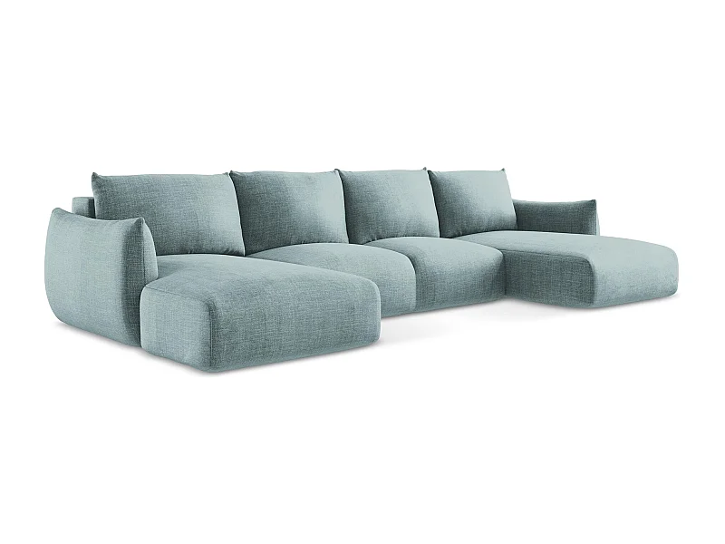 Canapé panoramique 4 places convertible en tissu texturé - jeans - LEILA