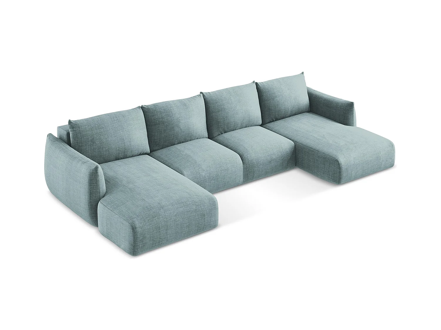 Canapé panoramique 4 places convertible en tissu texturé - jeans - LEILA