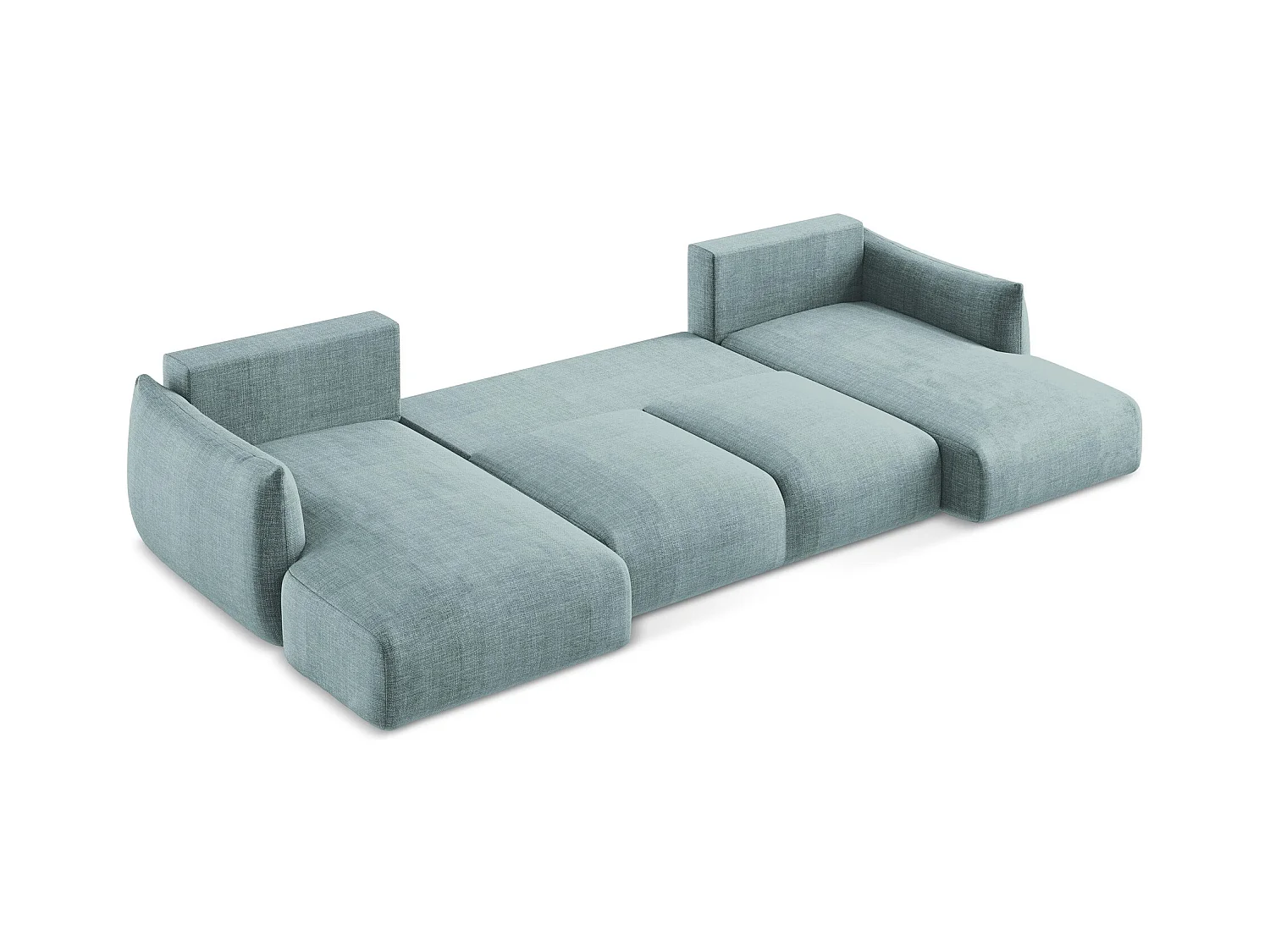 Canapé panoramique 4 places convertible en tissu texturé - jeans - LEILA