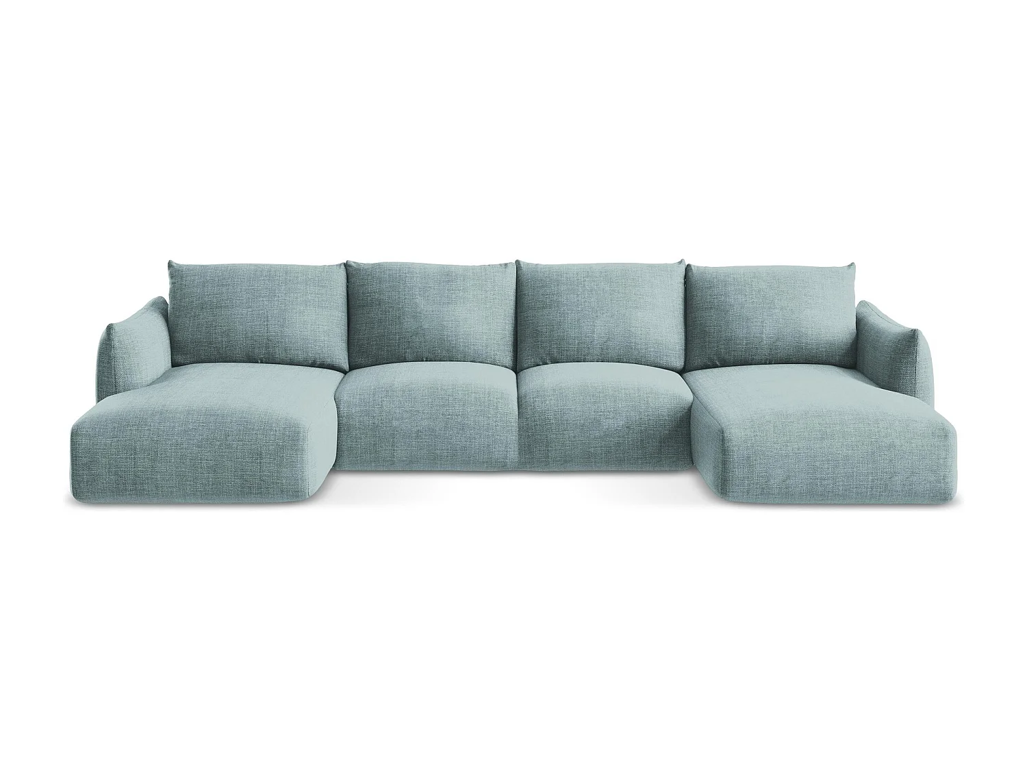 Canapé panoramique 4 places convertible en tissu texturé - jeans - LEILA