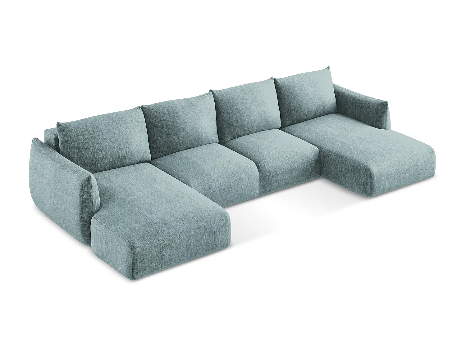 Canapé panoramique 4 places convertible en tissu texturé - jeans - LEILA