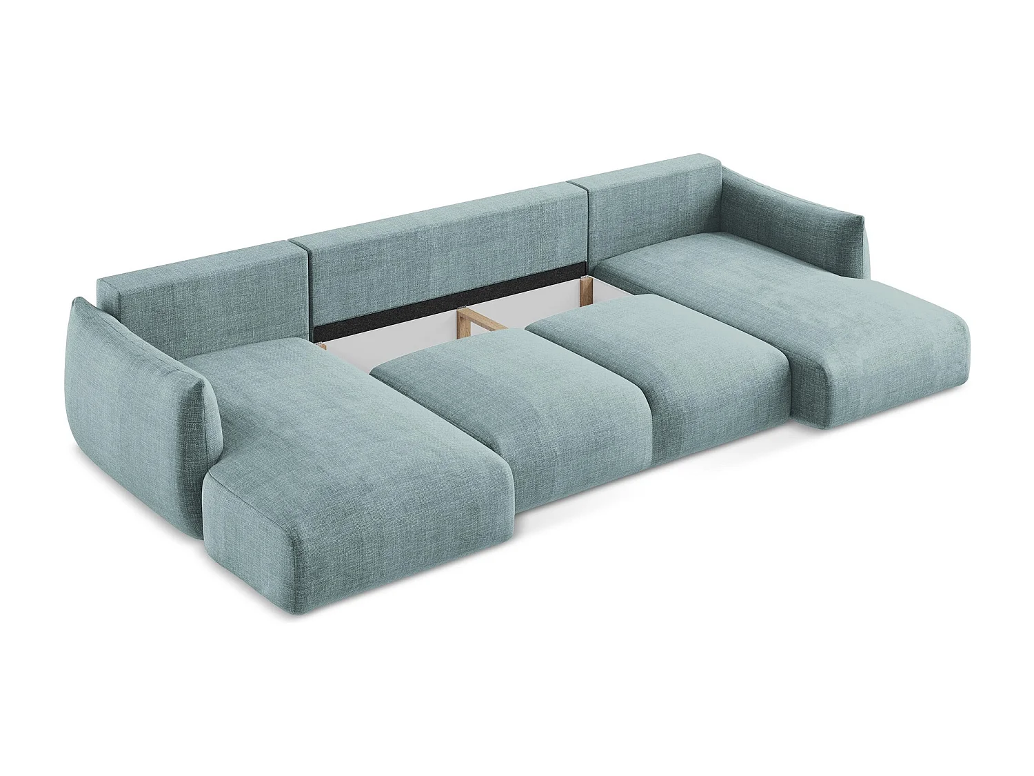 Canapé panoramique 4 places convertible en tissu texturé - jeans - LEILA