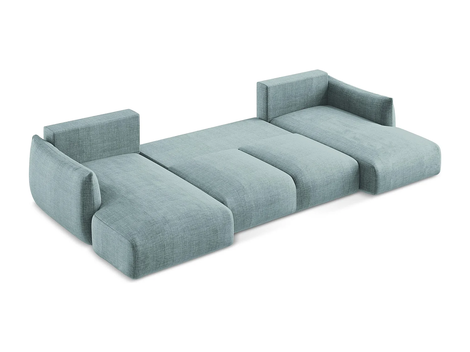 Canapé panoramique 4 places convertible en tissu texturé - jeans - LEILA