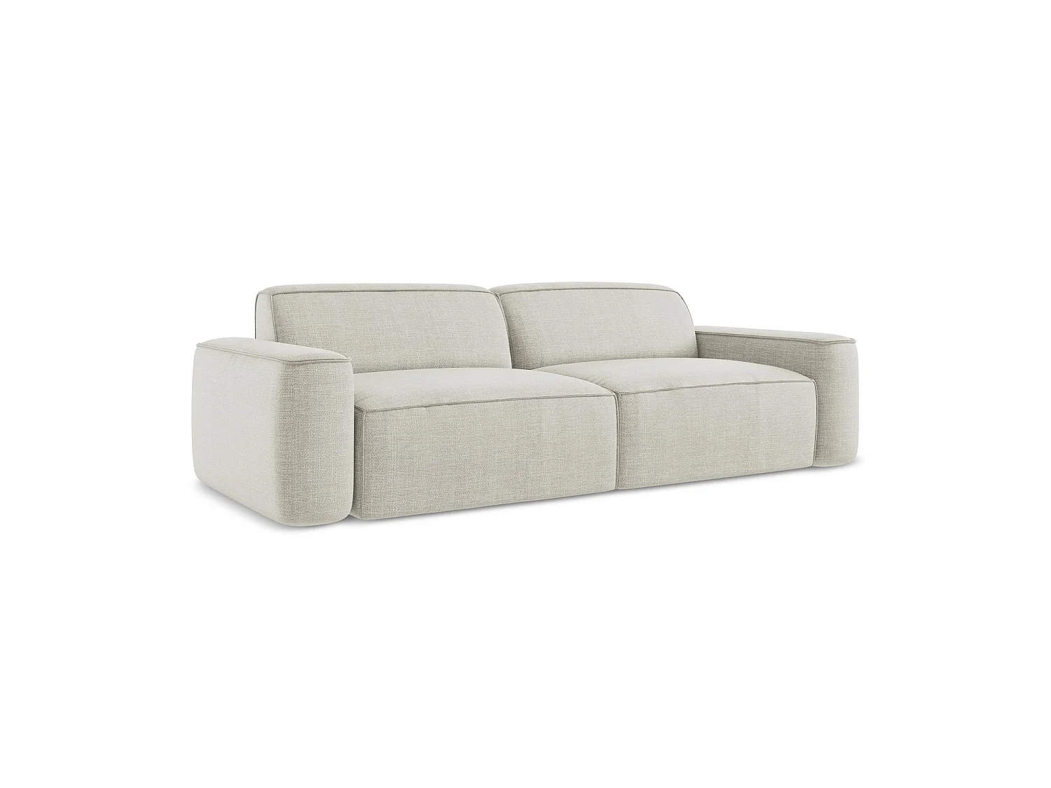 Vierzits modulaire bank van lichtbeige textuurstof - MELISSA