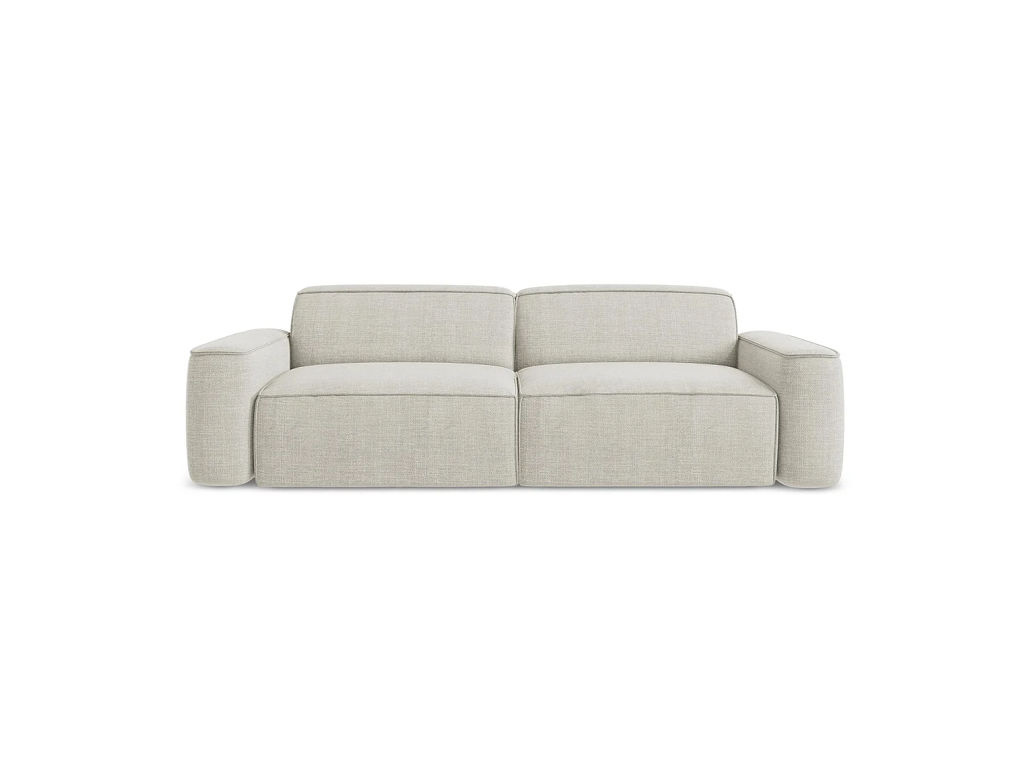 Vierzits modulaire bank van lichtbeige textuurstof - MELISSA