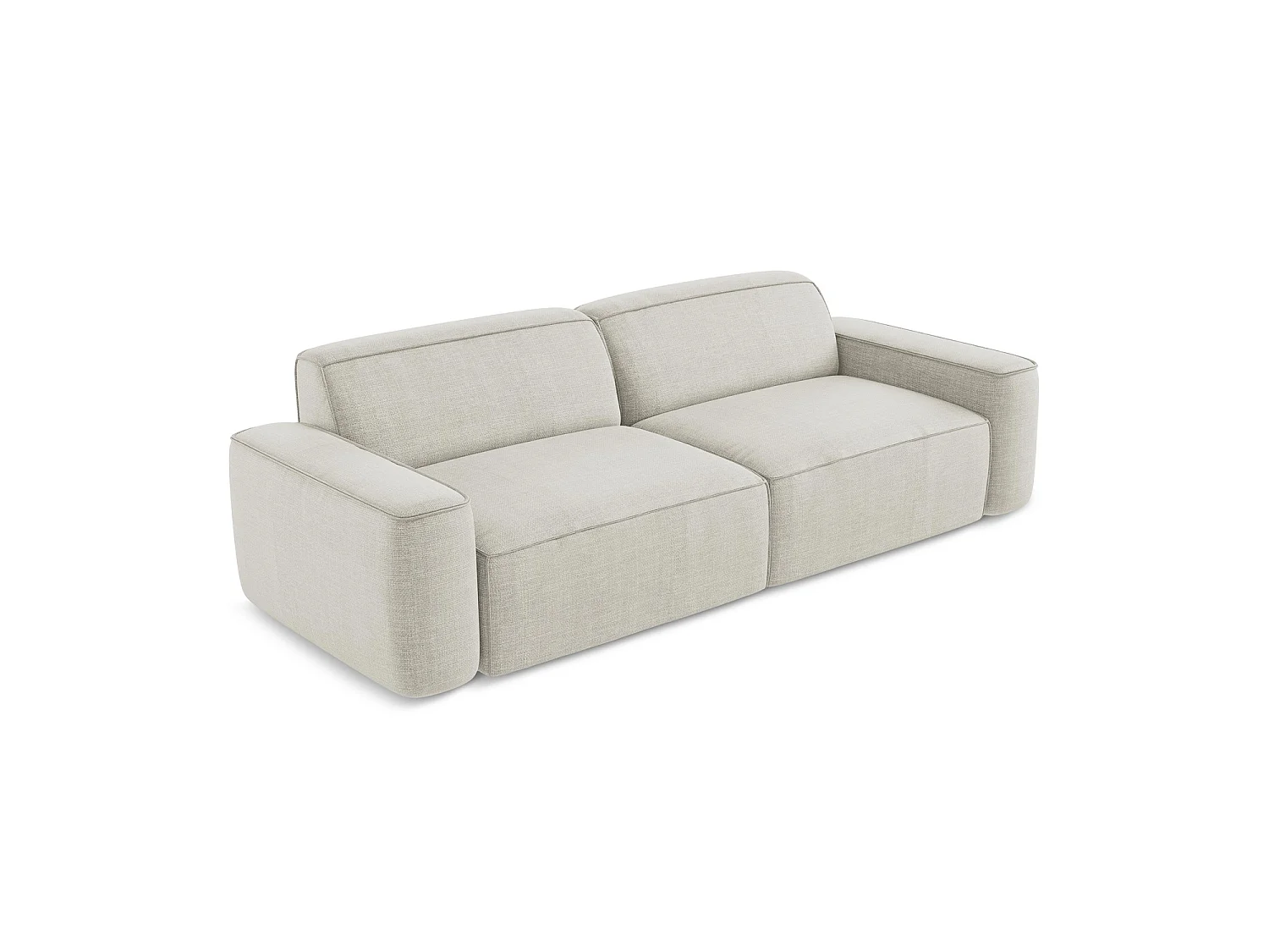 Vierzits modulaire bank van lichtbeige textuurstof - MELISSA
