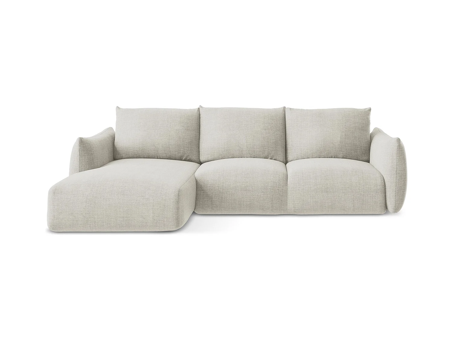 Canapé d’angle 3 places gauche convertible en tissu texturé - beige clair - LEILA