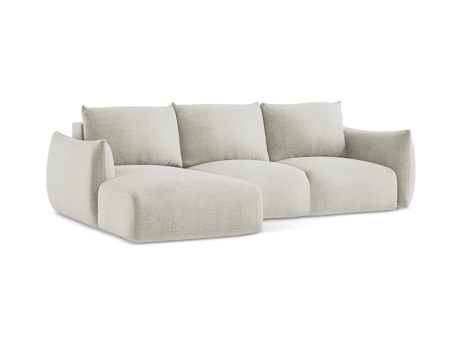 Canapé d’angle 3 places gauche convertible en tissu texturé - beige clair - LEILA