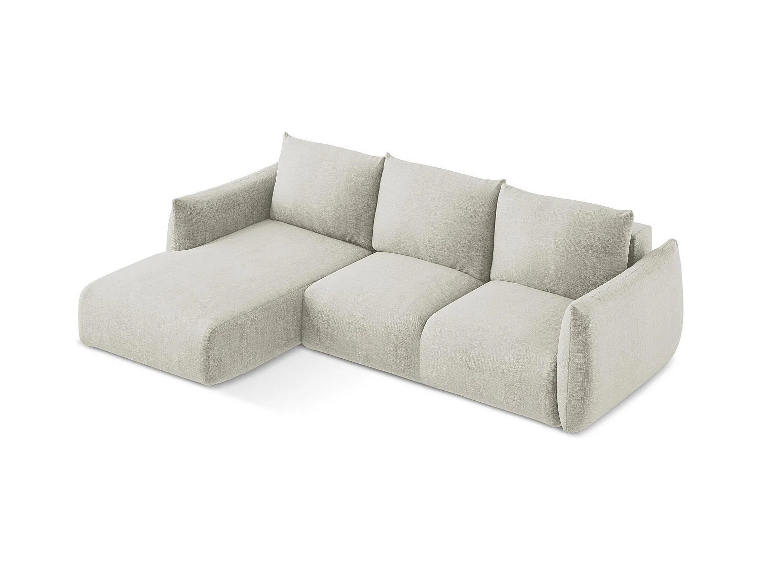 Canapé d’angle 3 places gauche convertible en tissu texturé - beige clair - LEILA