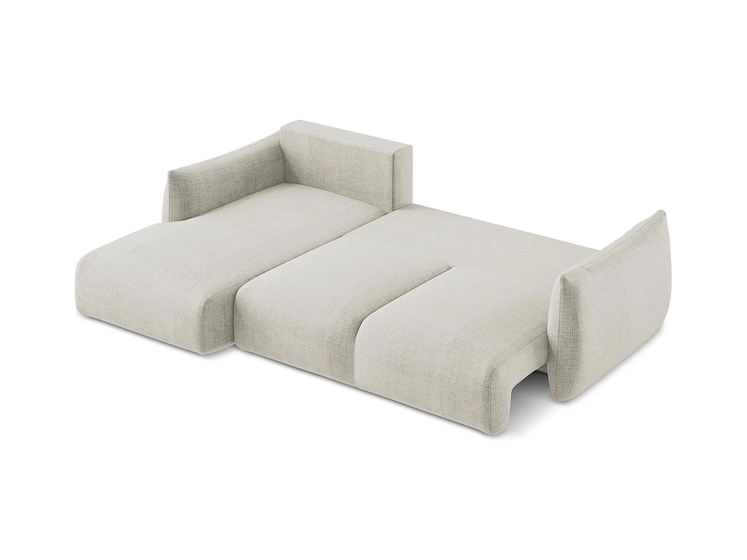 Canapé d’angle 3 places gauche convertible en tissu texturé - beige clair - LEILA