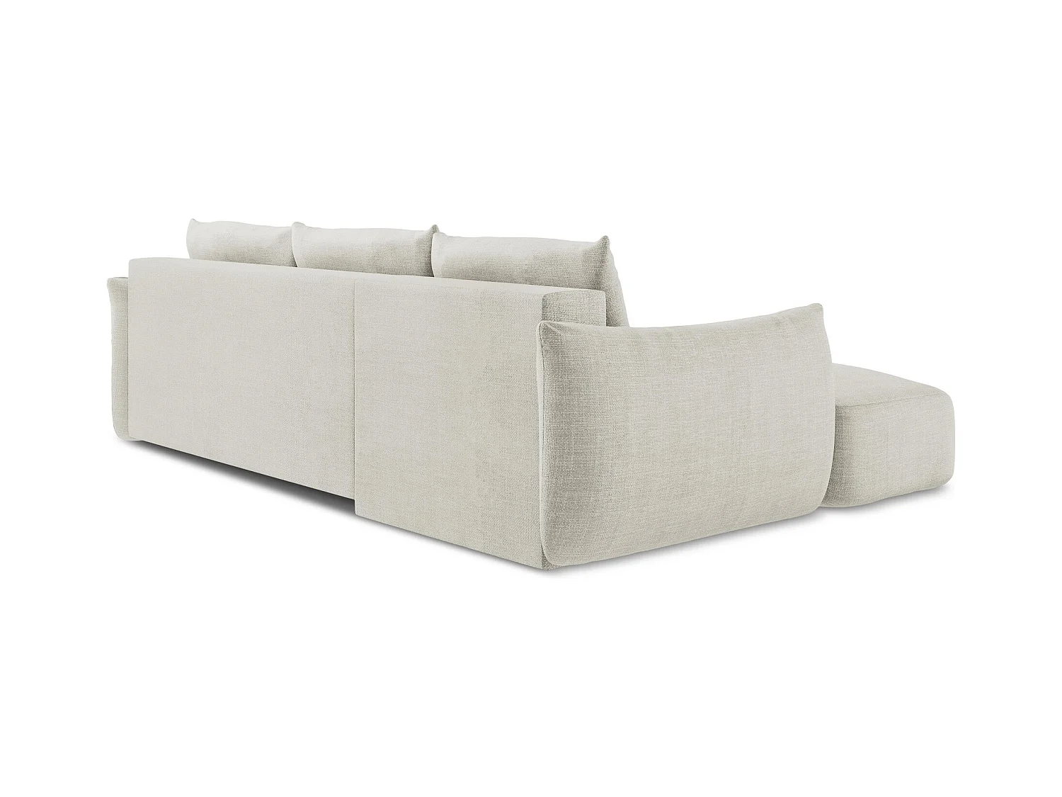 Canapé d’angle 3 places gauche convertible en tissu texturé - beige clair - LEILA