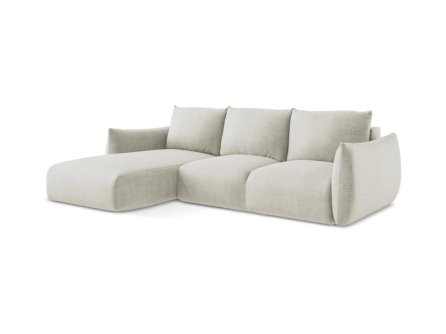 3-Sitzer Ecksofa mit Schlaffunktion - Ecke Links - Strukturstoff - Hell beige - LEILA