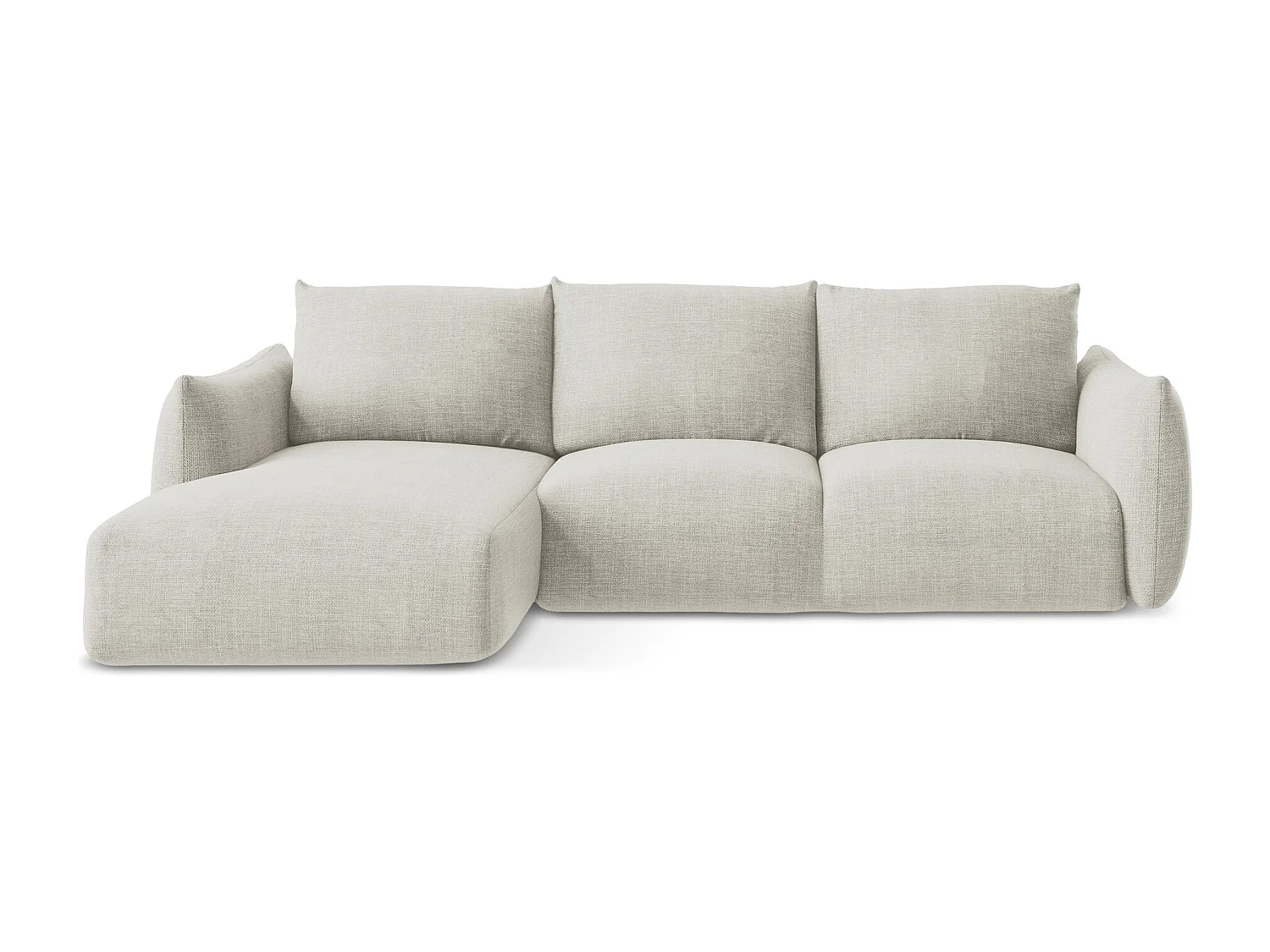 Canapé d’angle 3 places gauche convertible en tissu texturé - beige clair - LEILA