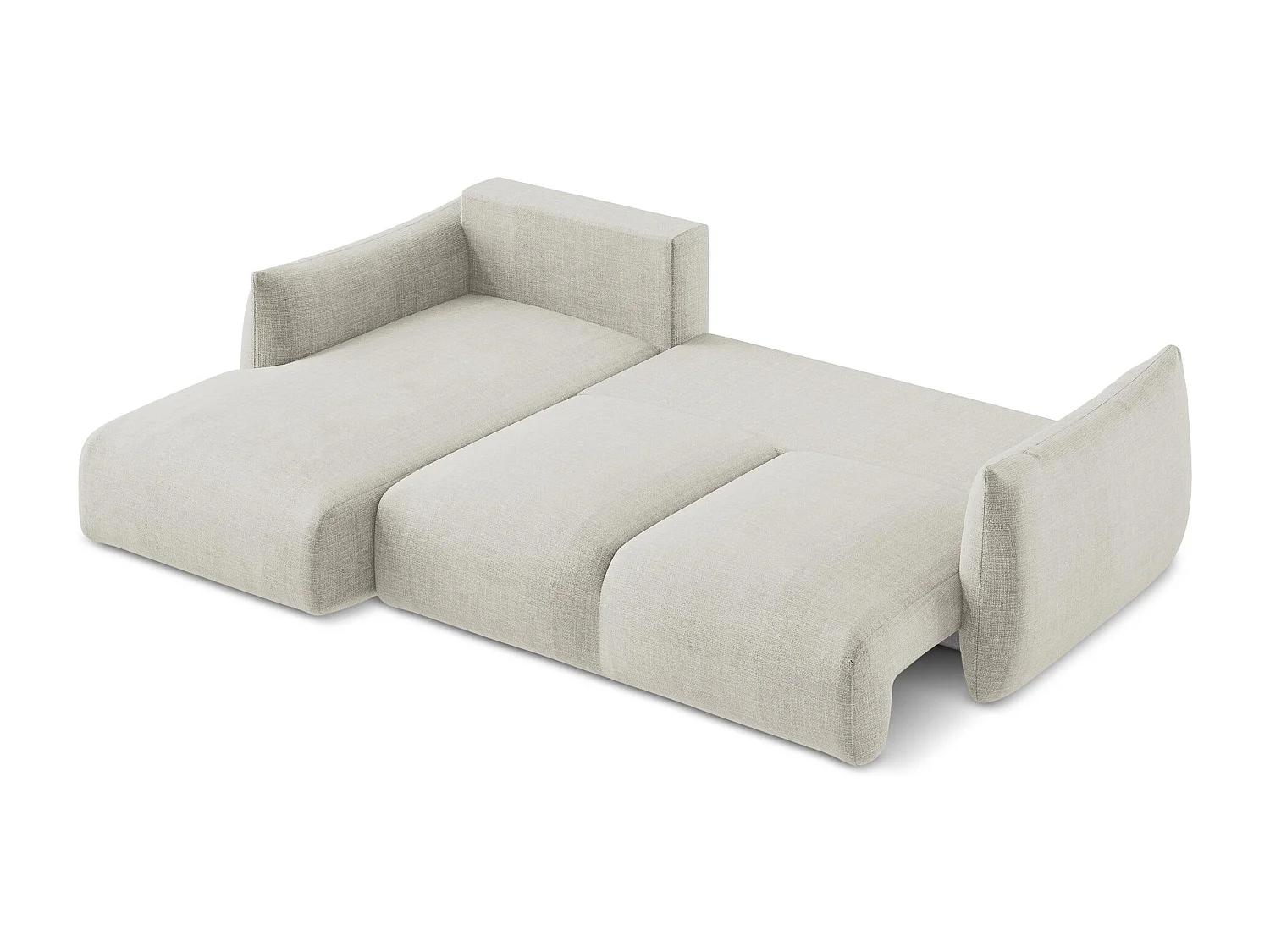 Canapé d’angle 3 places gauche convertible en tissu texturé - beige clair - LEILA