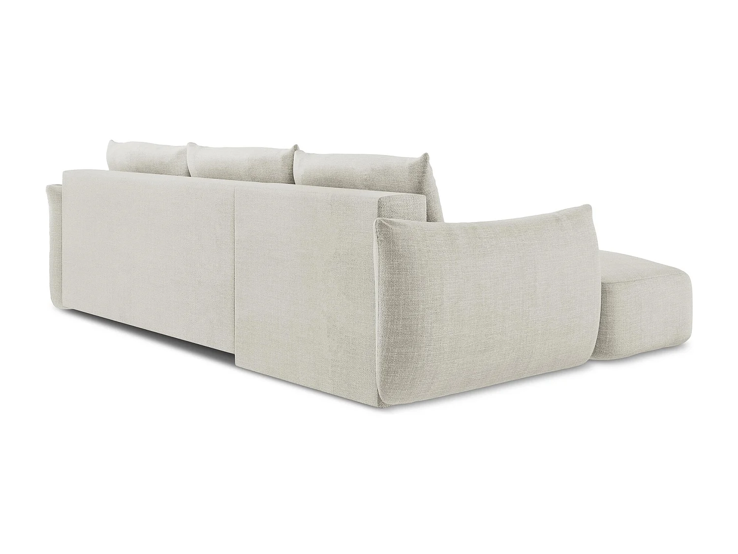 Canapé d’angle 3 places gauche convertible en tissu texturé - beige clair - LEILA