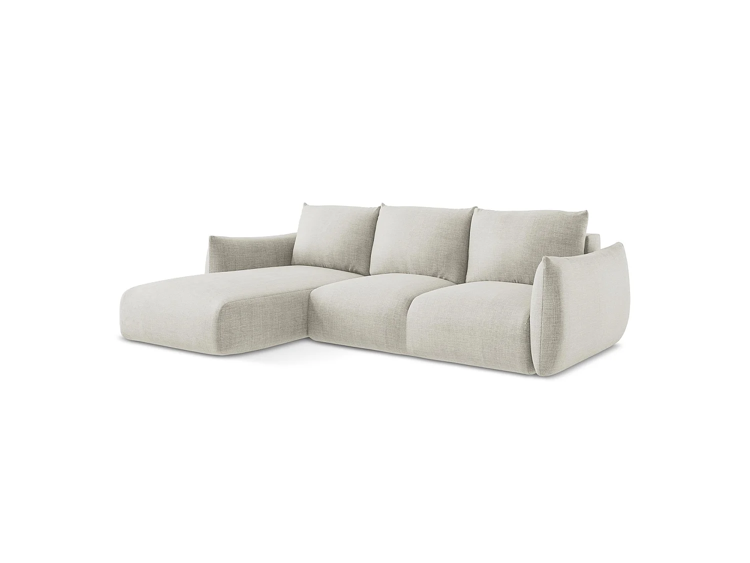 Canapé d’angle 3 places gauche convertible en tissu texturé - beige clair - SAVONA