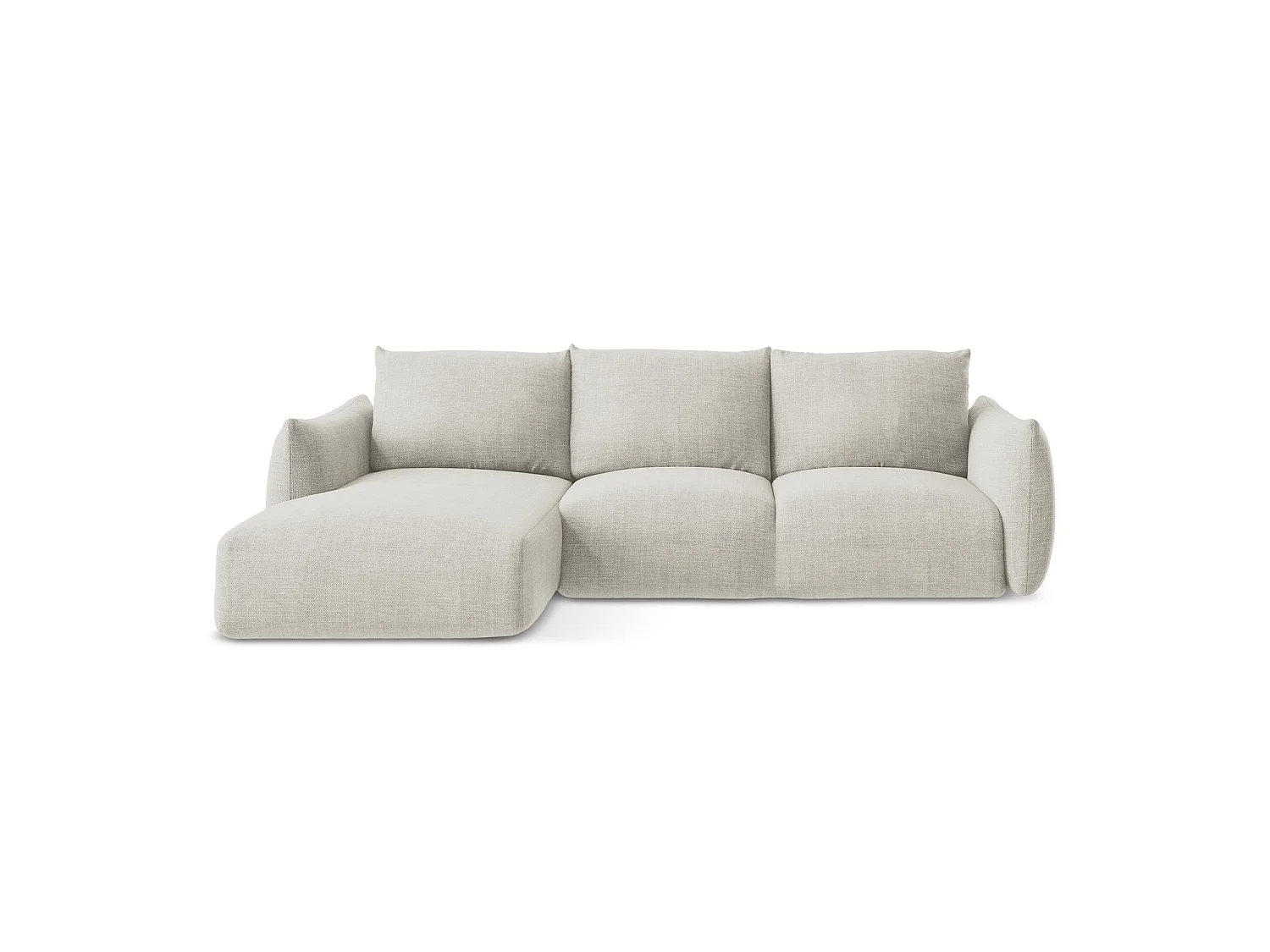 Canapé d’angle 3 places gauche convertible en tissu texturé - beige clair - SAVONA