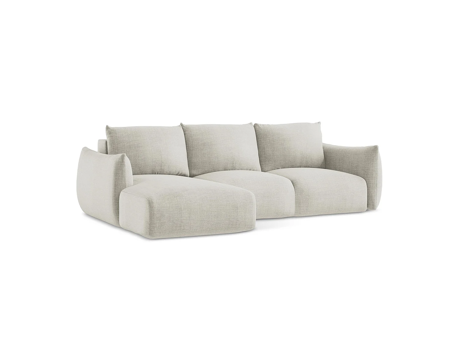 Canapé d’angle 3 places gauche convertible en tissu texturé - beige clair - SAVONA