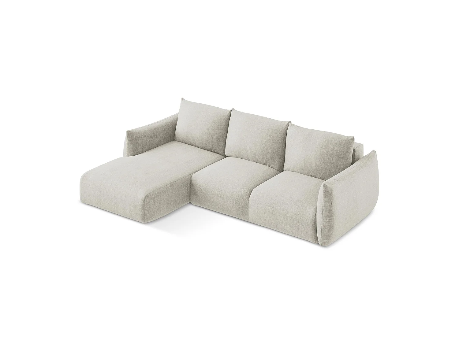 Canapé d’angle 3 places gauche convertible en tissu texturé - beige clair - SAVONA