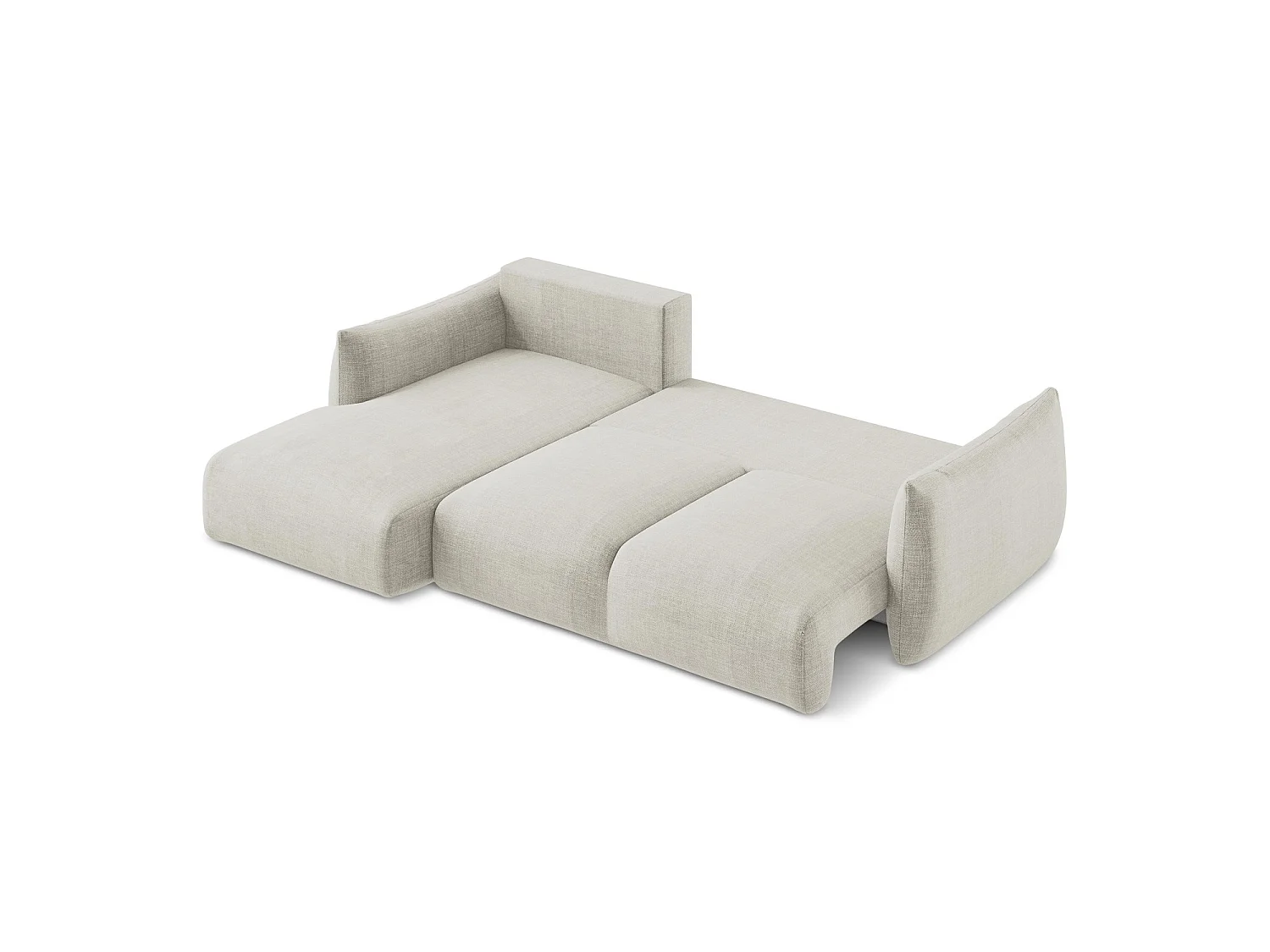 Canapé d’angle 3 places gauche convertible en tissu texturé - beige clair - SAVONA