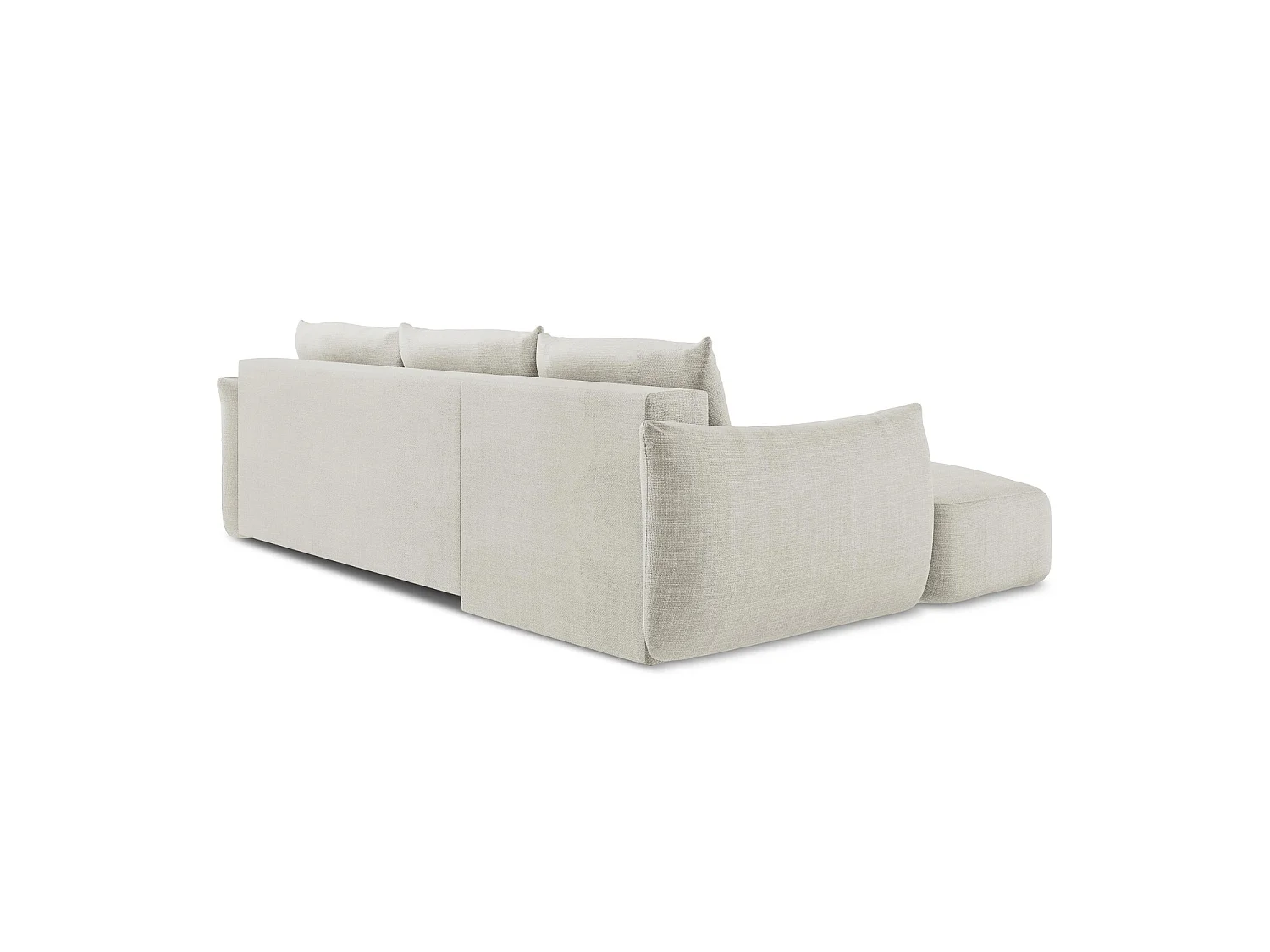 Canapé d’angle 3 places gauche convertible en tissu texturé - beige clair - SAVONA