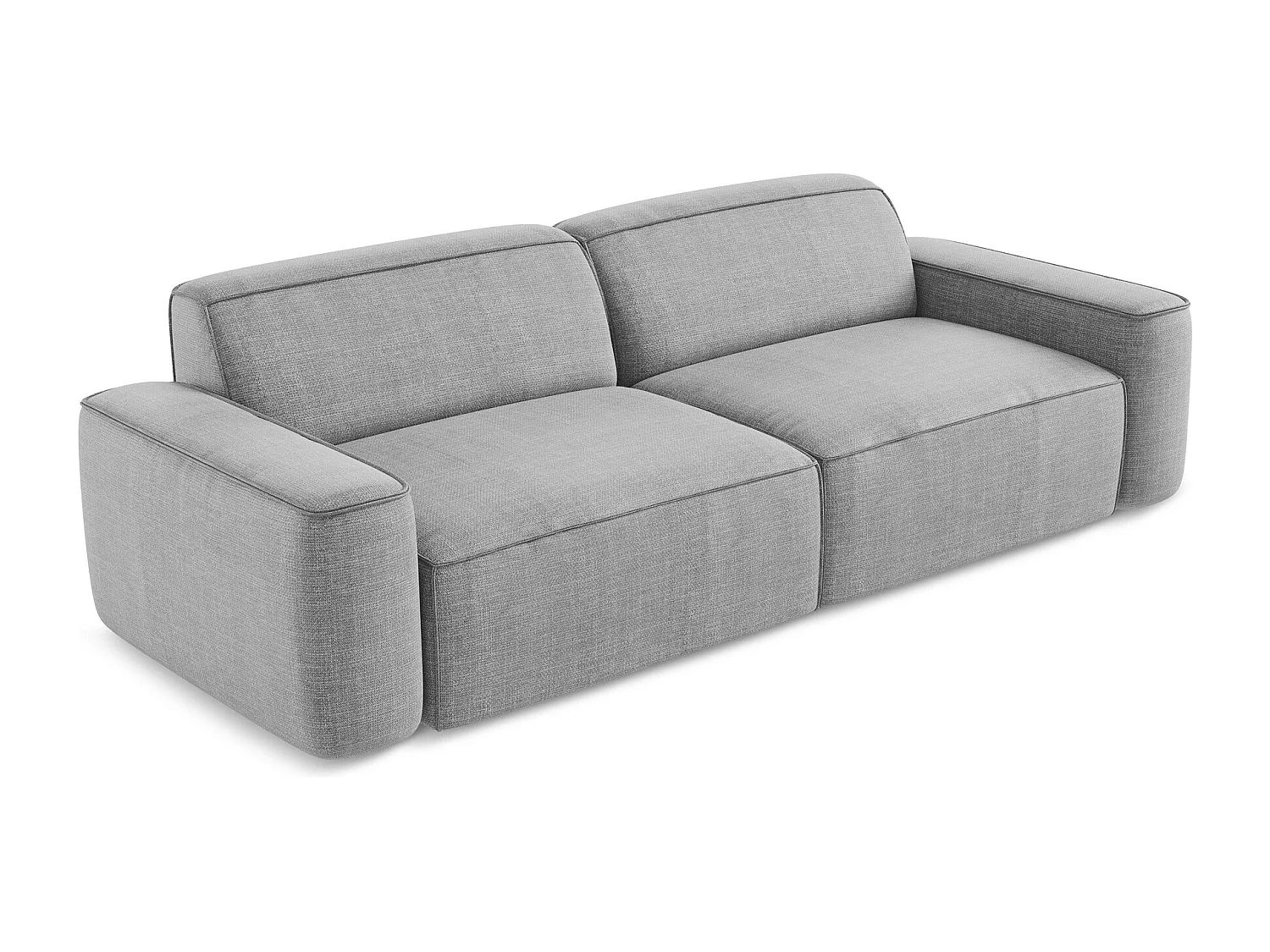 Canapé modulable 4 places en tissu texturé - gris clair - OMAO