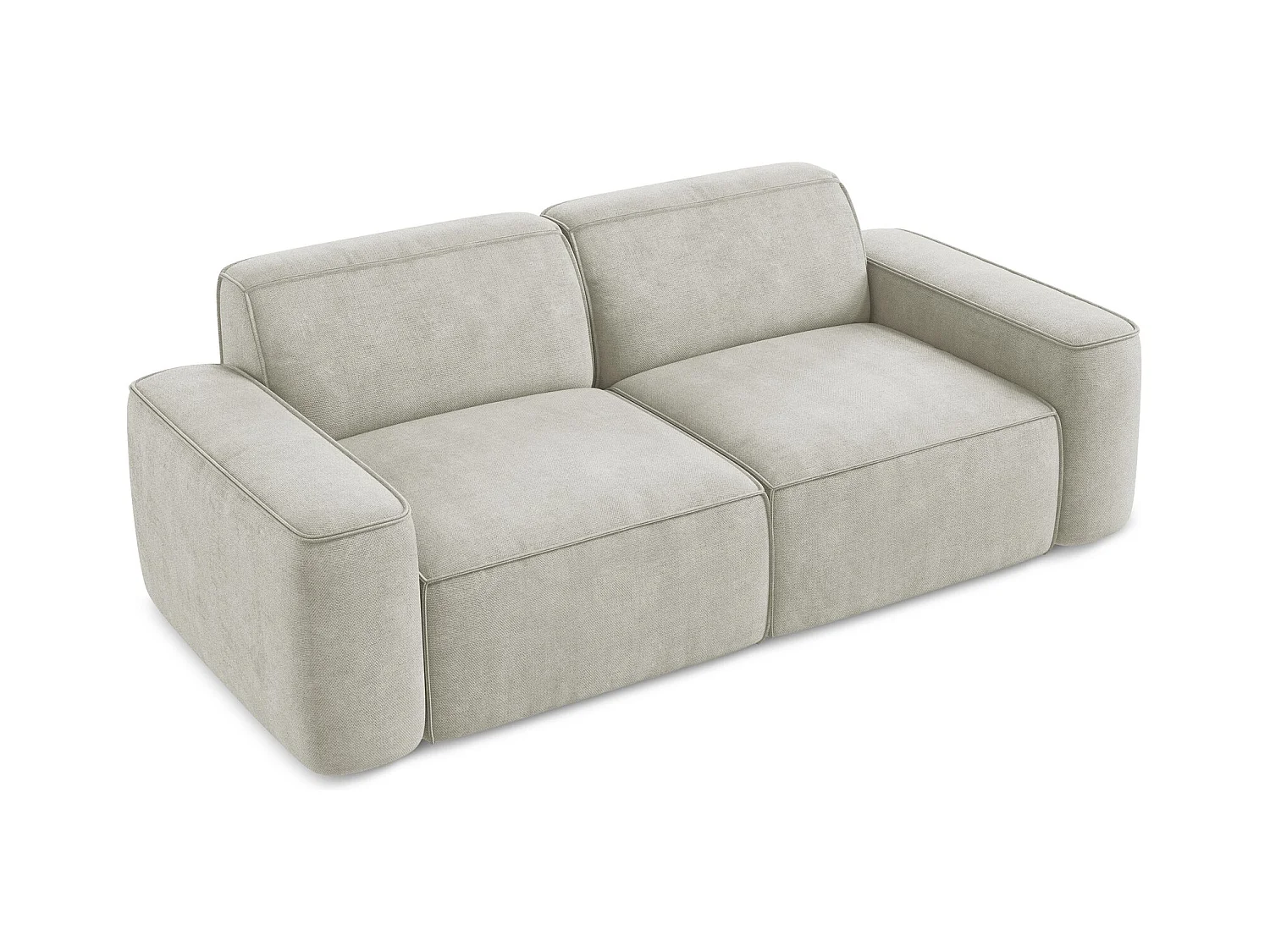 Canapé modulable 3 places en tissu chenille - perle - OMAO