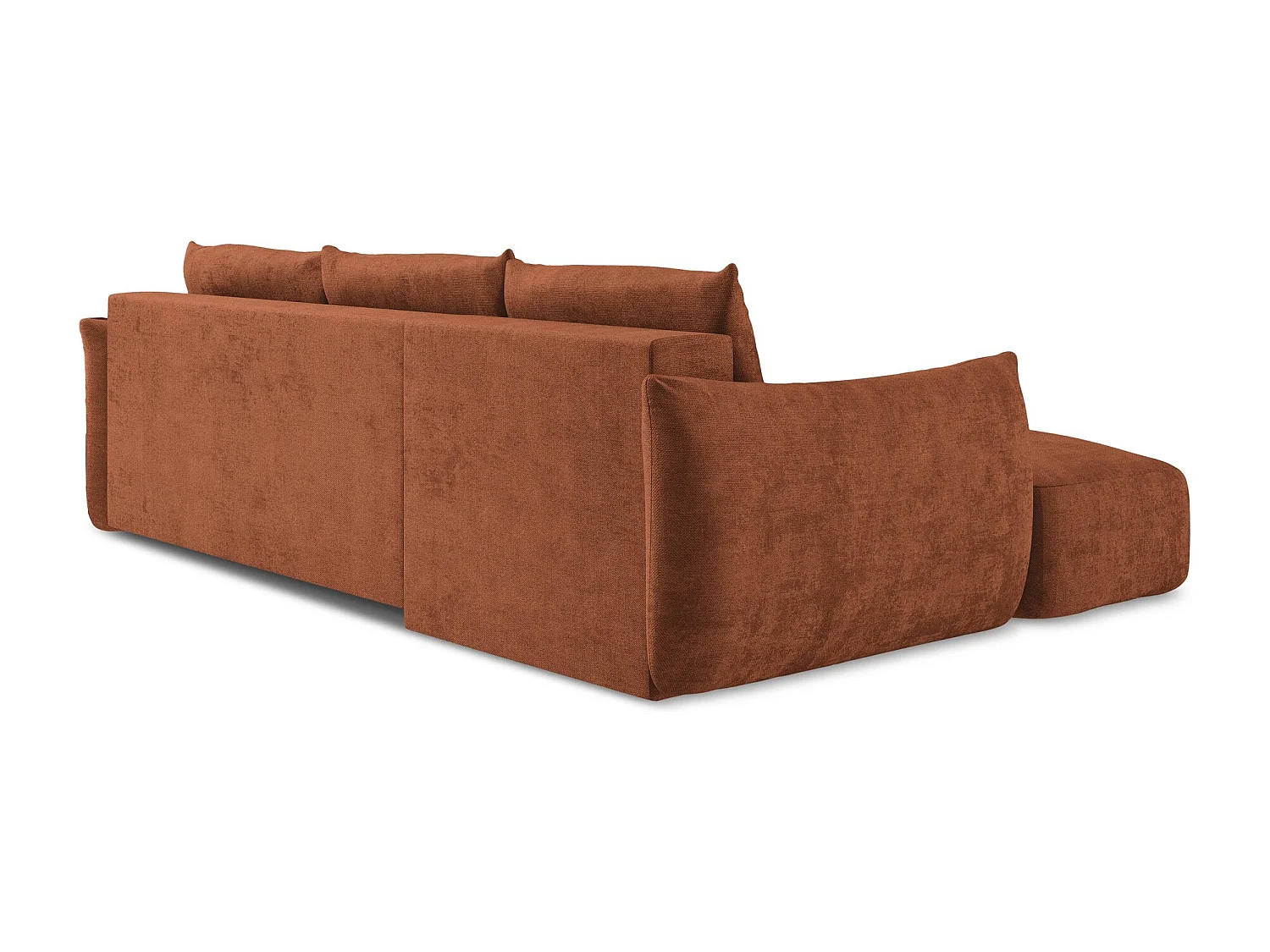 Canapé d’angle 3 places gauche convertible en tissu chenille - terre cuite - LEILA