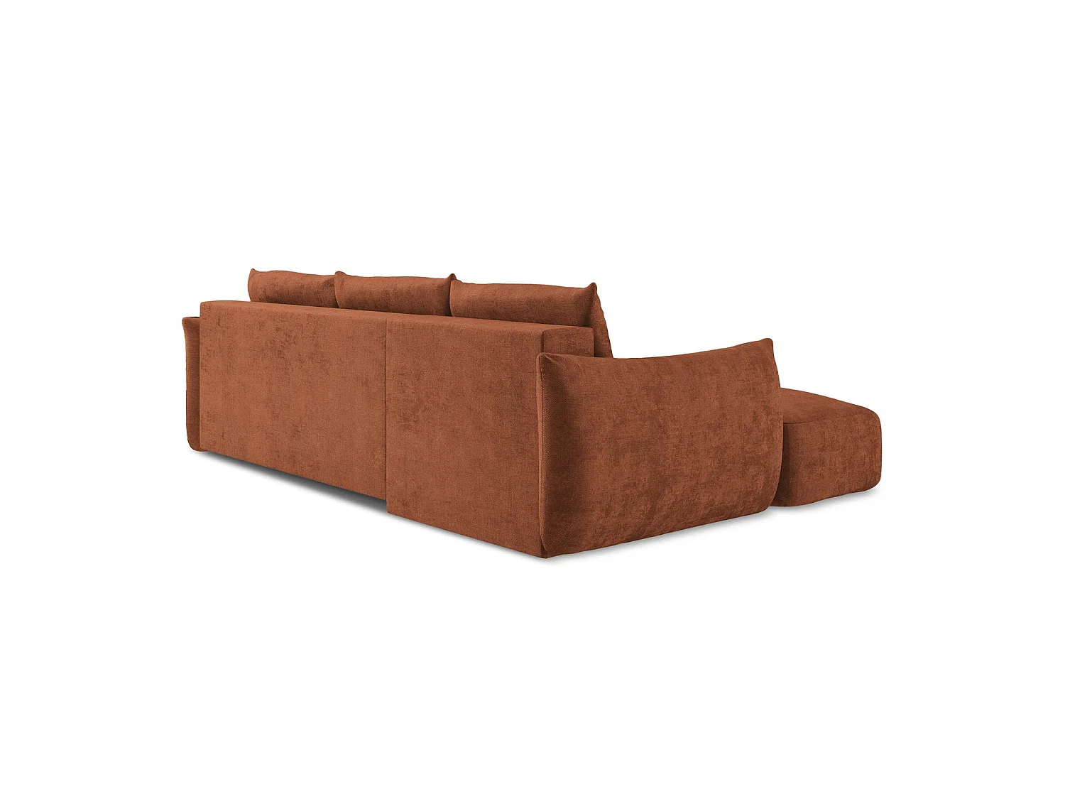 Canapé d’angle 3 places gauche convertible en tissu chenille - terre cuite - SAVONA